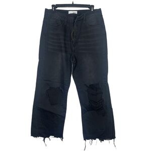 Vervet Cropped Wideleg Black Distressed Jeans